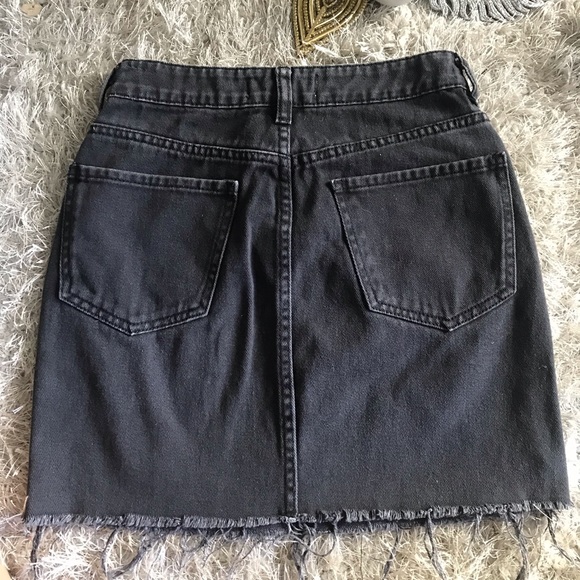 Black Washed High Waisted Denim Skirt - Picture 7 of 7